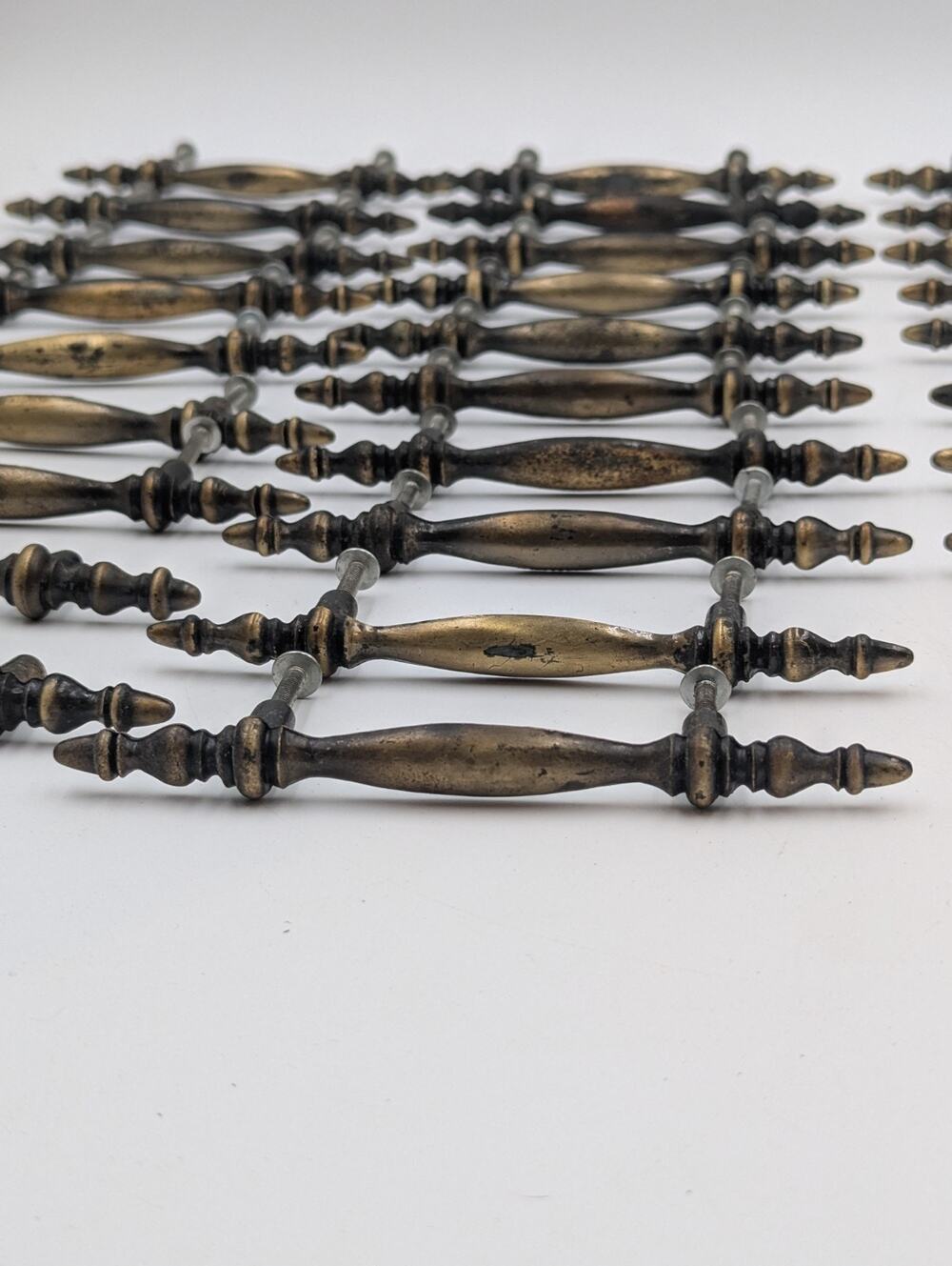 41x Vintage JAPAN Cabinet Drawer Pulls 3" Centers 6" Length Brass Tone Handles